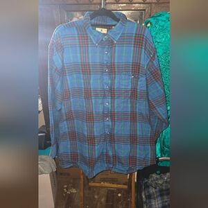 Northwest Blue and Red Plaid Button Down Men's Shirt